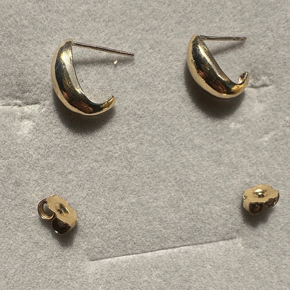 14k solid Gold Hoop Huggies - Picture 4 of 5